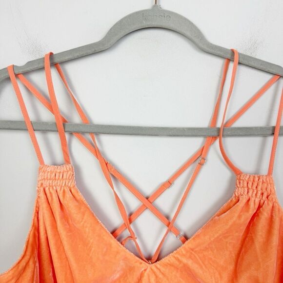 URBAN OUTFITTERS | NEW Ruby Orange Velvet Strappy Tiered Tank Top Women’s Size M - Picture 5 of 11